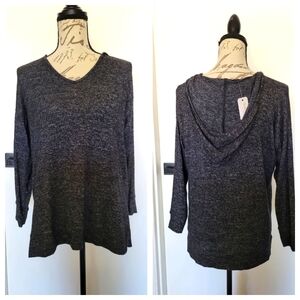 NWT Soft Surroundings Heatered Charcoal‎ Super Soft Lightweight Hoodie Petite M